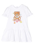 Ropa para niños -  vestido blanco con motivo Teddy Bear MOSCHINO
