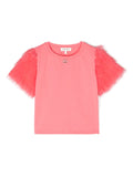 Pink T-shirt with ruffle details from the TWINSET brand