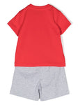 Children´s clothing- red t-shirt and grey shorts  with Teddy Bear print by MOSCHINO