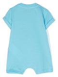 علبة هدية مكونة من بدلة زرقاء بأكمام قصيرة مع شعار ودب للأطفال الأولاد الصيف موسكينو