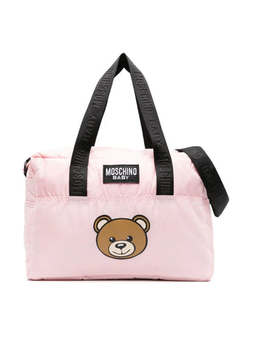 Bolso - pañalera color rosa con motivo Teddy Bear MOSCHINO