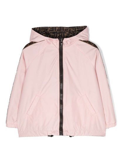 Chaqueta con capucha rosa Fendi Kids para niña
