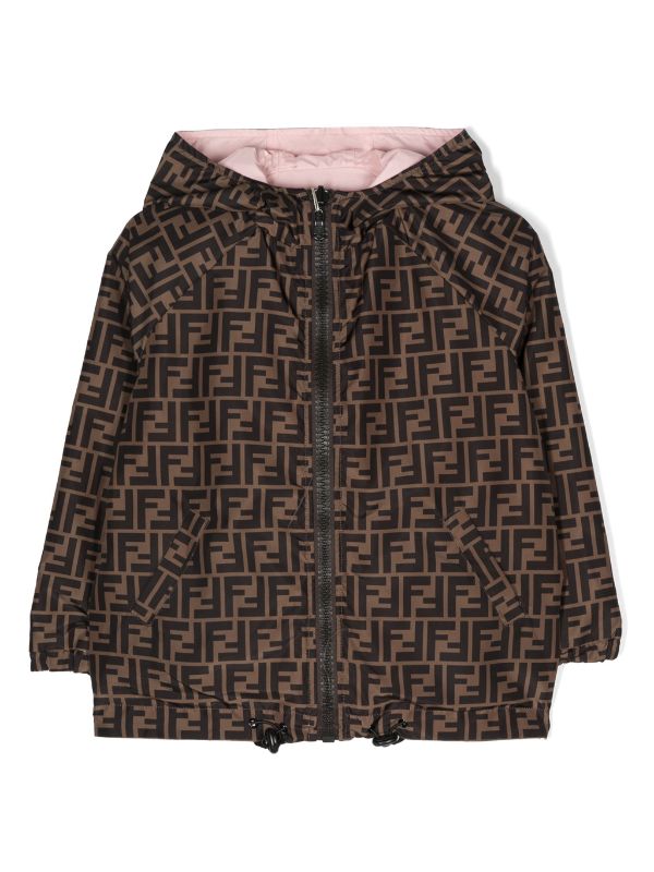 Chaqueta con capucha rosa Fendi Kids para niña