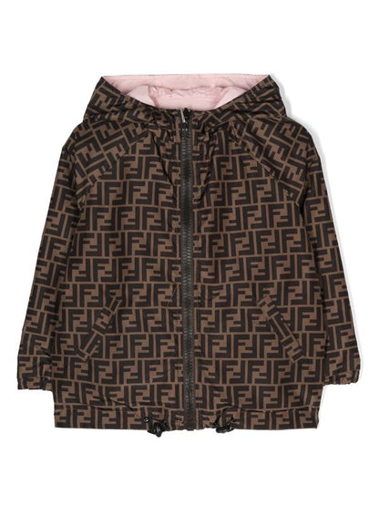 Chaqueta con capucha rosa Fendi Kids para niña