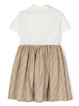 Vestido para niña blanco/beige con motivo del logo FF Fendi Kids