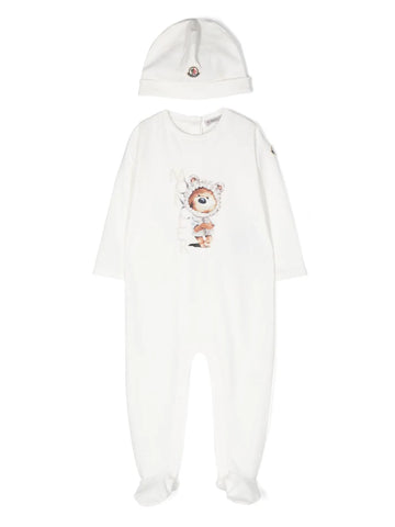 Set - romper with baby hat logo patch of the MONCLER brand