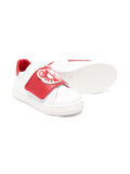 White and red sneakers with hook-and-loop fastening Moschino