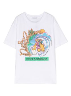 Camiseta blanca con motivo de Hawaii Dolce&Gabbana kids para niño