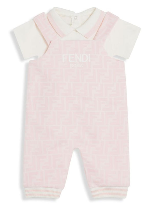 Set para bebé niña de body y mono rosa con motivo de logo FF Fendi Kids