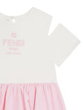 Vestido blanco con logo FF Fendi Kids