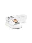 White sandals with embroidered patch Teddy Bear of the brand Moschino