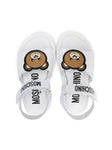 White sandals with embroidered patch Teddy Bear of the brand Moschino