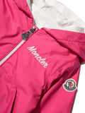 Hooded  fuxia jacket with logo patch from  MONCLER brand