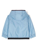 Hooded  light blue  jacket with logo patch from  MONCLER brand