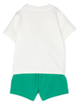 traje deportivo blanco/verde con parche del logo MONCLER
