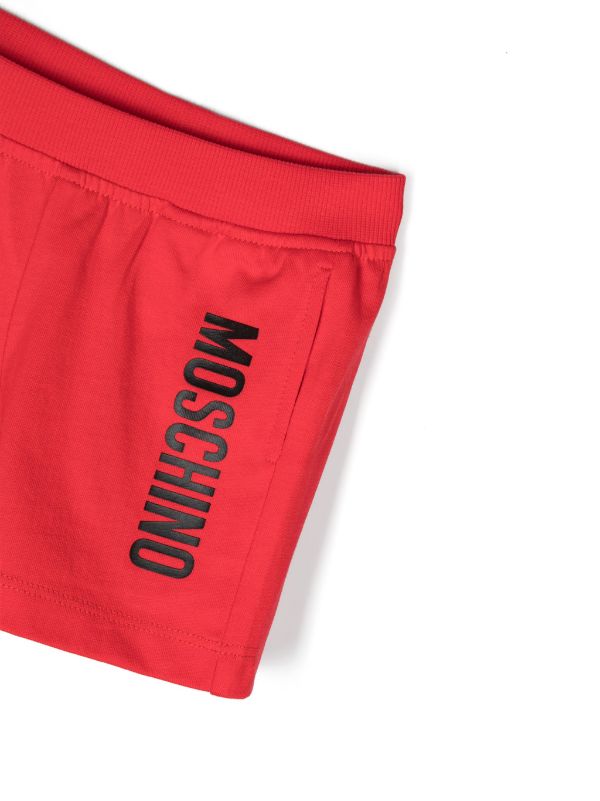 Ropa para niños - set de camiseta blanca y pantalones cortos rojos con estampado Teddy Bear MOSCHINO