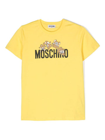 Childrenswear - yellow t-shirt with Teddy Bears print by MOSCHINO