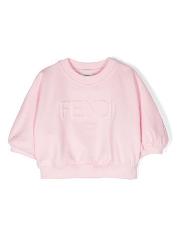 Sudadera color rosa con logo estampado Fendi Kids