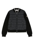 Black puffer jacket with MONCLER brand panels