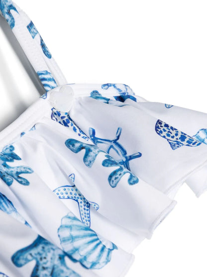 Girls' clothing - Monnalisa sea-print swimming costume