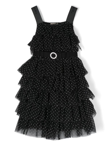 Black dress with tiered layers for girls by the brand TWINSET