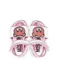 Sandalias blanco/rosa con parche de Teddy Bear de la marca Moschino
