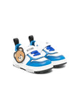 White and blue sneakers with hook-and-loop fastening Moschino