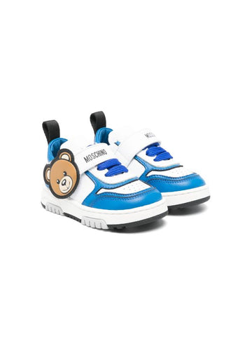 White and blue sneakers with hook-and-loop fastening Moschino
