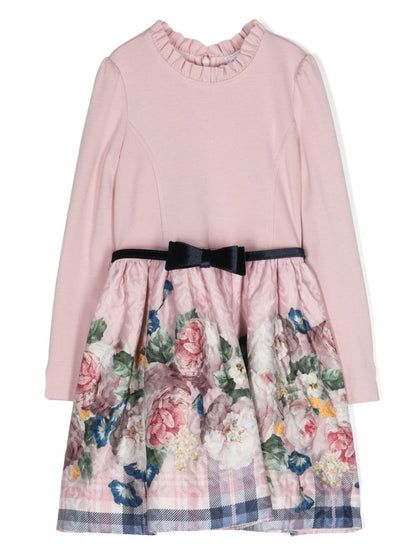 Ropa para niños - vestido con manga larga y lazo MONNALISA