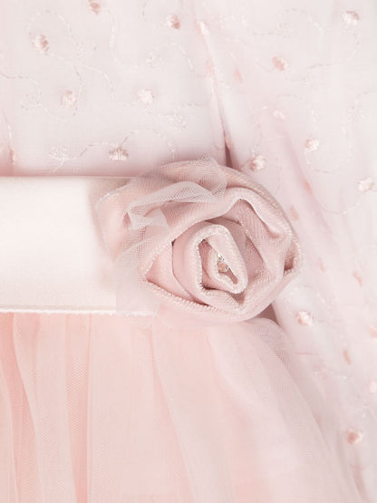 Vestido rosa con cinturón de la marca Monnalisa