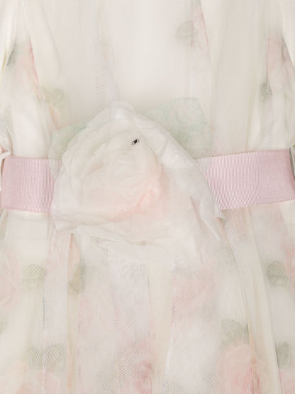 Vestido de tul con aplique de flores de la marca Monnalisa