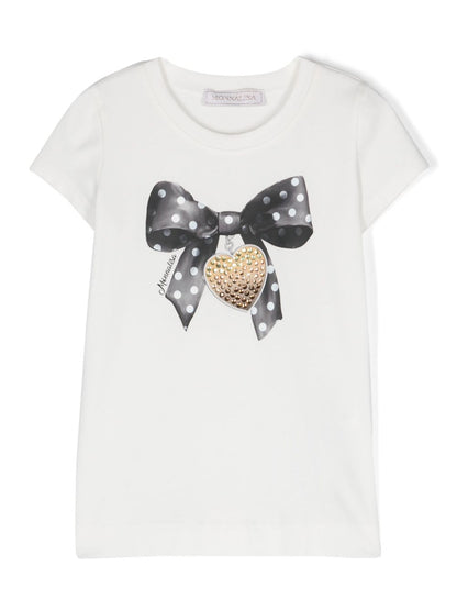 Camiseta con moño estampado de la marca Monnalisa