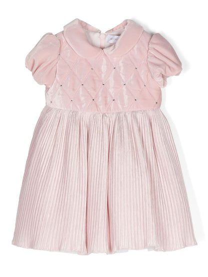 Vestido de terciopelo plisado de la marca Monnalisa