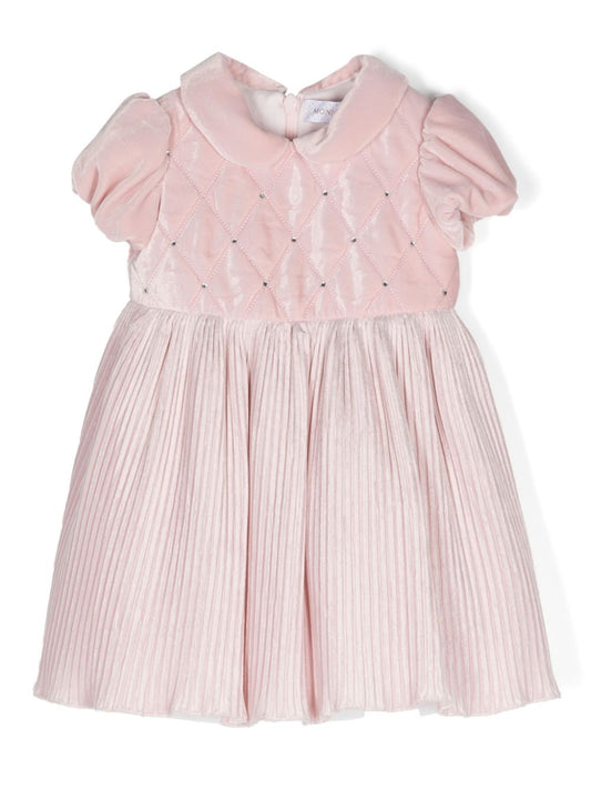 Vestido de terciopelo plisado de la marca Monnalisa
