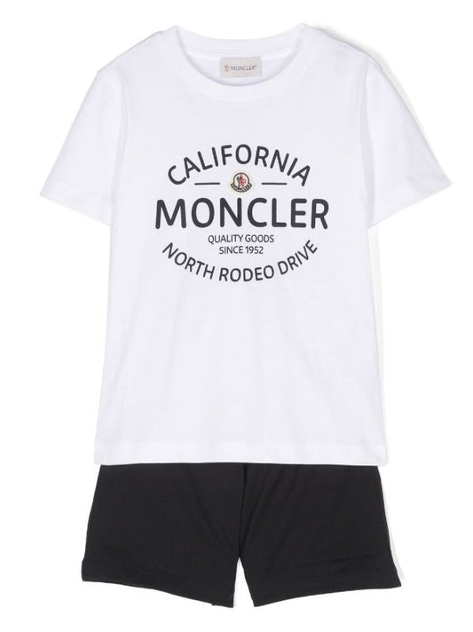 Traje deportivo blanco/negro con parche del logo MONCLER para niños