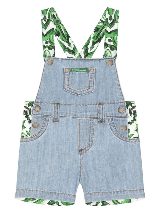 Conjunto vaquero con estampado mayólica verde de la marca Dolce & Gabbana Kids para niño