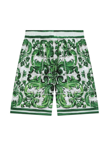 Bermudas D&G de popelina con estampado mayólica verde  para niño