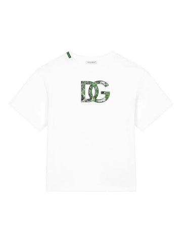 Optical T-shirt with embossed logo Dolce & Gabbana Kids