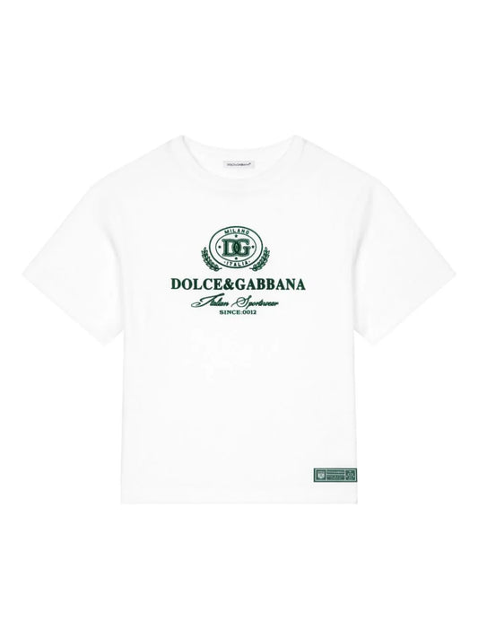 Camiseta de algodón con logotipo Dolce&Gabbana aterciopelado para niño