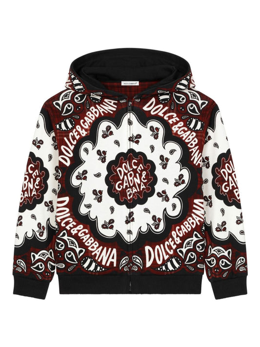 Hoodie para niño con estampado de bandana y cierre de la marca Dolce & Gabbana