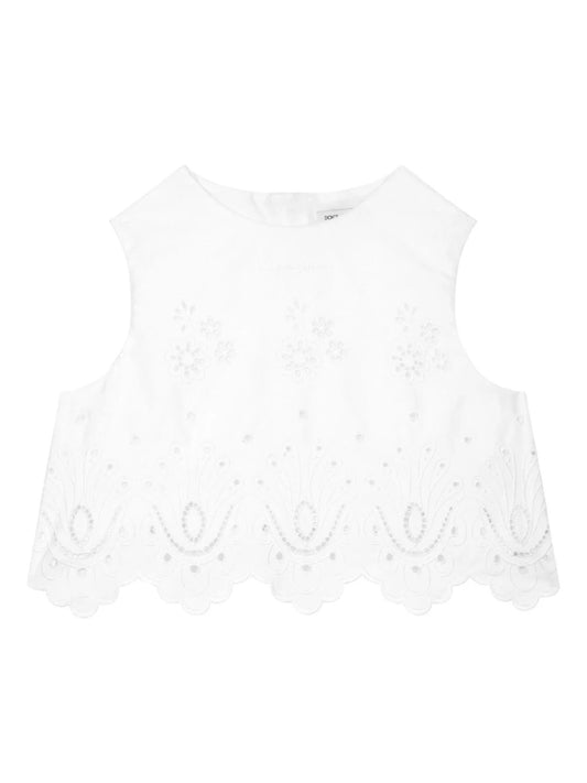 Blusa de algódon bordado de encaje inglés Dolce & Gabbana Kids para niña