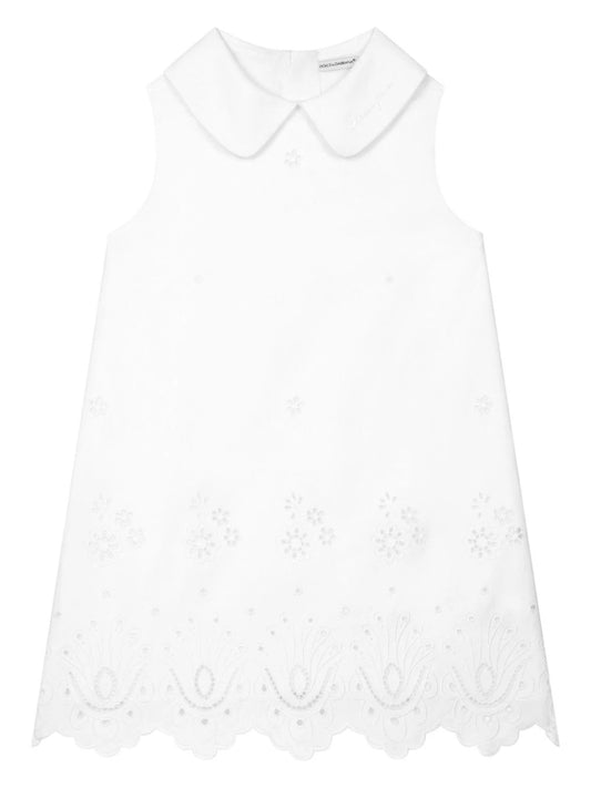 Vestido de algódon con bordados de encaje inglés Dolce & Gabbana para niña