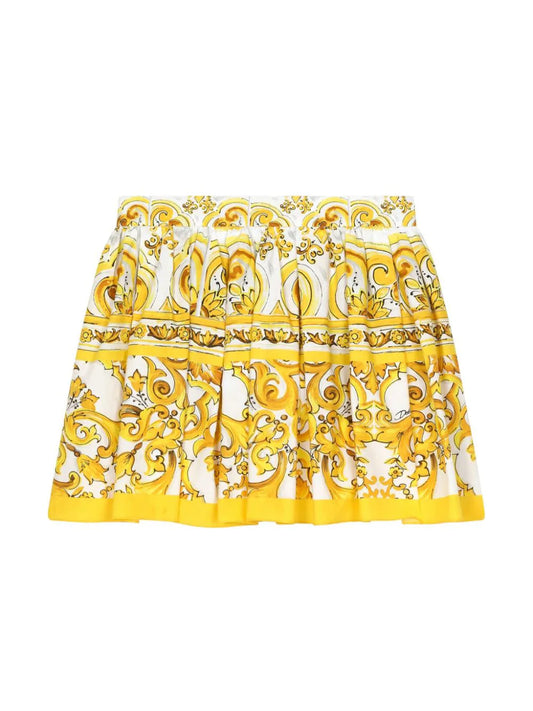 Falda para niña de algódon con estampada mayólica Dolce&Gabbana kids