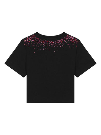 Camiseta negra para niña de punto y strass de la marca Dolce & Gabbana