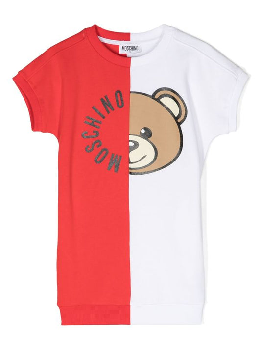 Childrenswear - Teddy Bear print red dress MOSCHINO