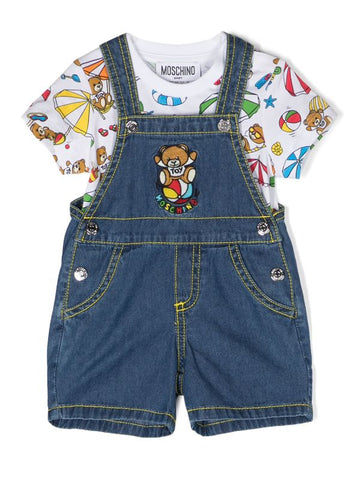 SET from MOSCHINO romper de denim and multicolor t-shirt