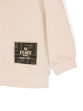 Sudadera color beige con capucha y logo bordado de la marca Fendi
