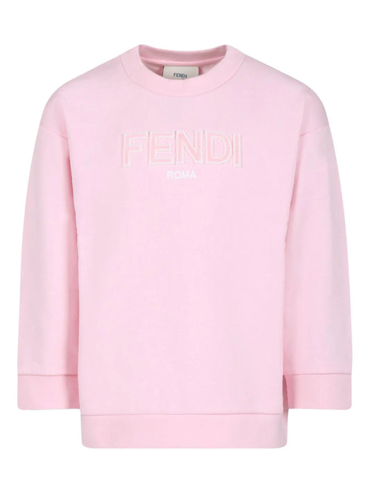 Sudadera rosa con logo bordado Fendi kids para niña