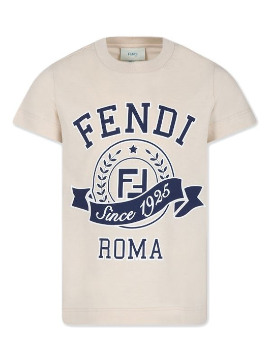 Camiseta beige con estampado FENDI Kids para niño