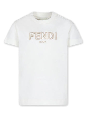 White T-shirt with Fendi logo print from the Fendi Kids brand